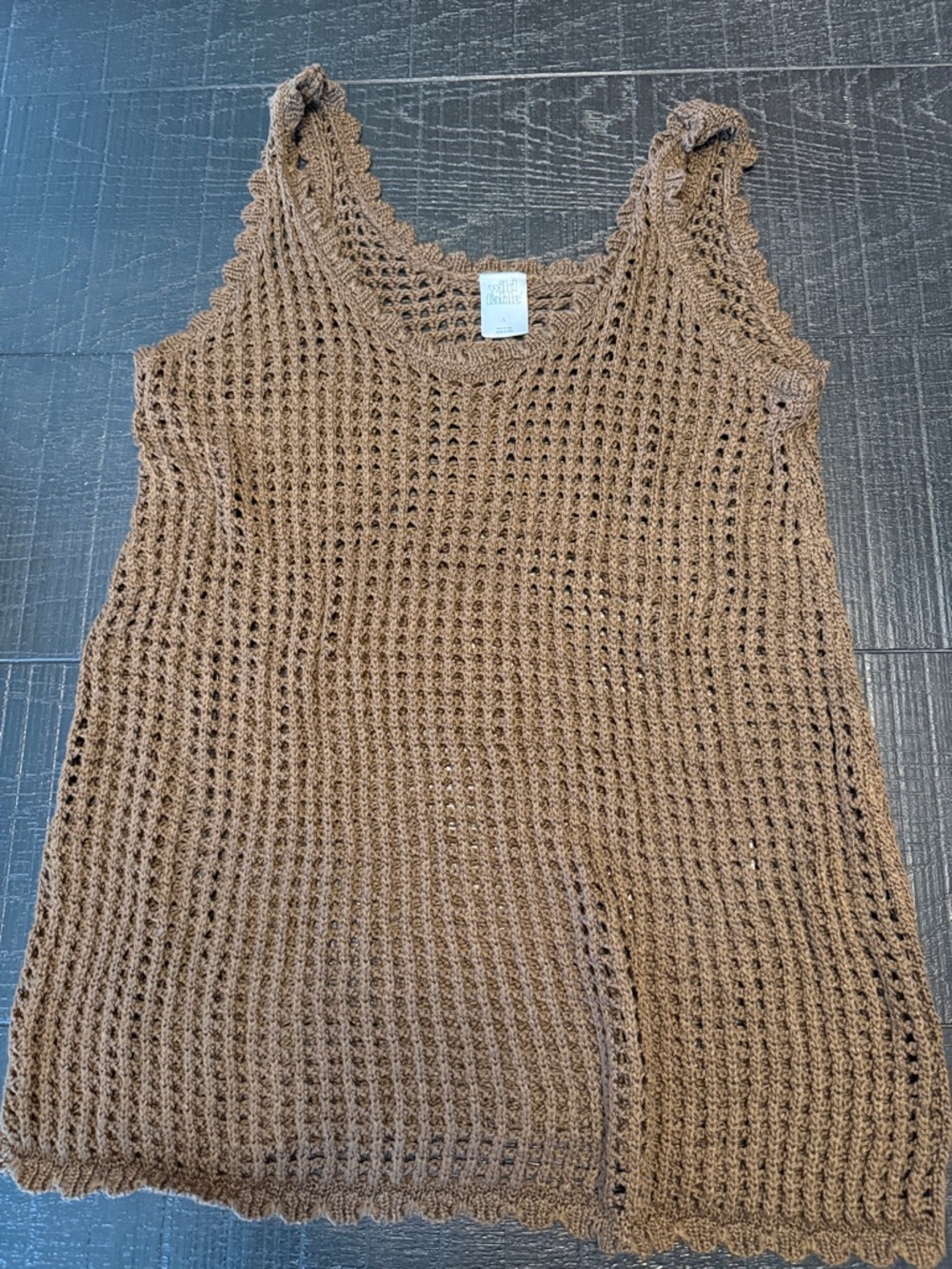 wild fable Brown Crochet Tank Swim Coverup